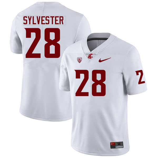Men #28 Reece Sylvester Washington State Cougars College Football Jerseys Sale-White - Click Image to Close